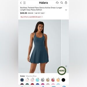 HALARA Blue Fit and Flare Athletic Mini Dress